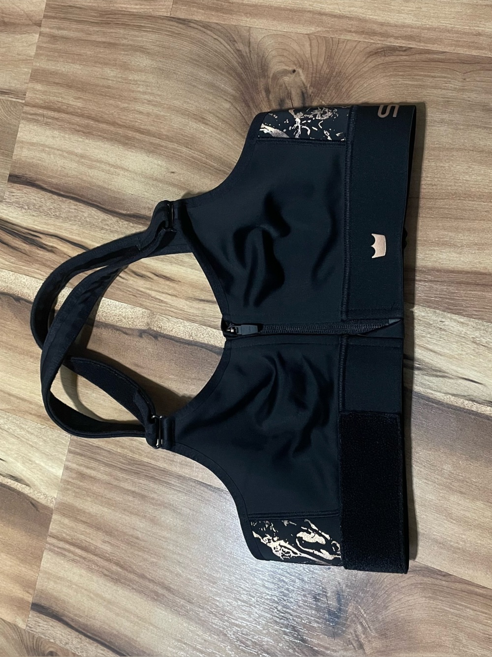 SHEFIT Flex Medium Impact Front Zip Wireless Sports Bra Black Size S